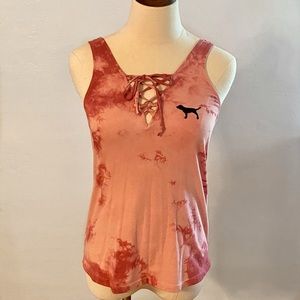 VS Pink Lace Up Tank